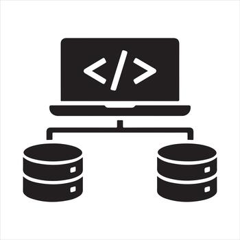 Backend Development Icon - Database Server and Full Stack Programming vector