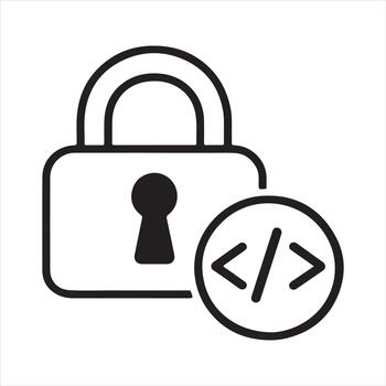 Code Security Icon - Secure Programming and Developer Privacy Lock vector