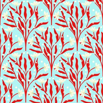 floral scribble repeat pattern vector