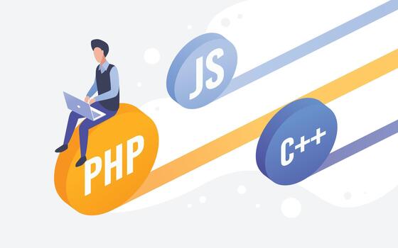código desarrollo digital trabajar, web Ingenieria isométrico dibujos animados 3d programador descifrador desarrollador personaje sentado en programación idiomas código monedas, trabajando con ordenador portátil antecedentes vector