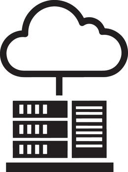 nube informática servidor infraestructura con base de datos almacenamiento y red conexión vector