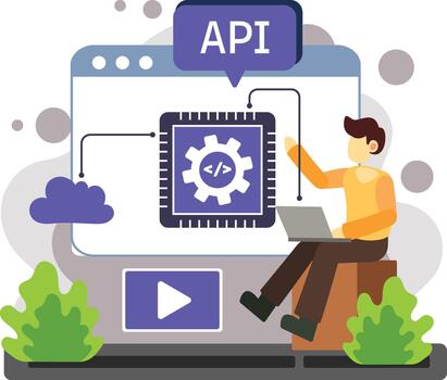 api integración desarrollo ilustración vector
