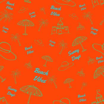 Bright pattern featuring beach elements vector