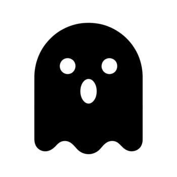 sencillo negro fantasma icono con sorprendido expresión vector