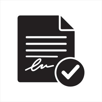Approved Signed Document Contract Solid Icon vector