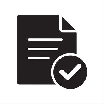 Approved Document Checkmark Solid Icon vector
