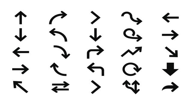 Flat Pointer Bundle Solid Direction Arrow Pack vector