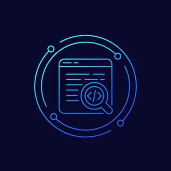 software code audit icon, linear design vector