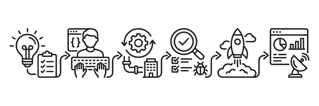 Software development lifecycle process icons set vector