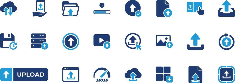Upload Solid Icon Set vector