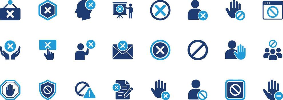 Blocked Solid Icon Set vector