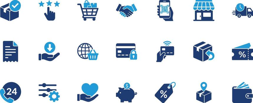 E Commerce Solid Icon Set vector