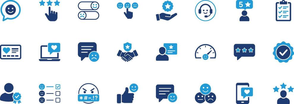 Customer Satisfaction Solid Icon Set vector