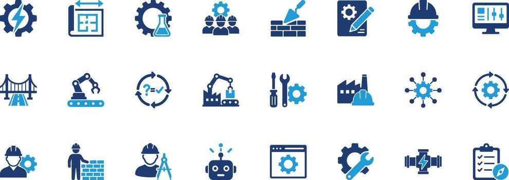 Engineering Solid Icon Set vector