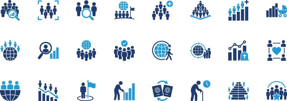 Population Solid Icon Set vector