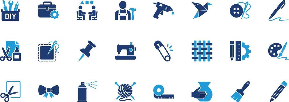 Crafting Solid Icon Set vector