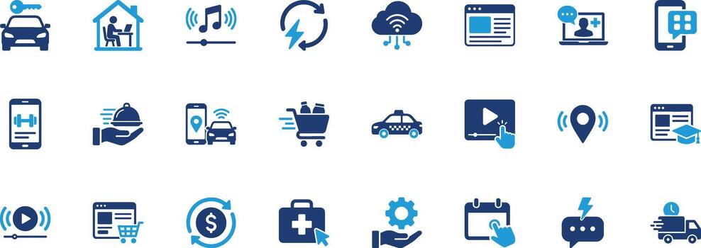 On Demand Solid Icon Set vector