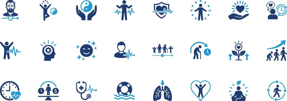 Life Solid Icon Set vector