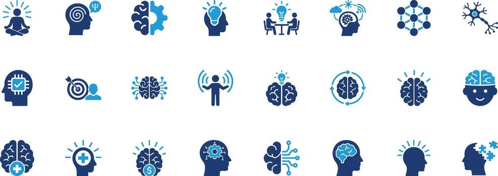 Brain Solid Icon Set vector