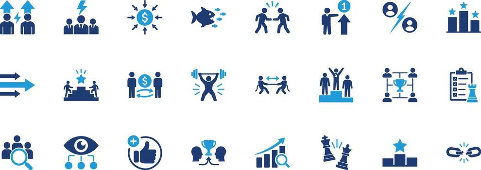 Competitor Solid Icon Set vector