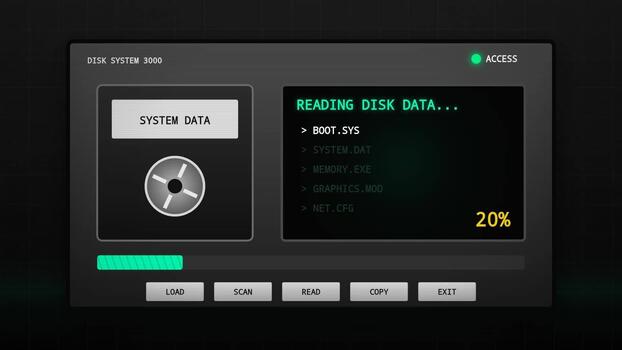 retro dator systemet data läser in bearbetning skärm animering video