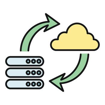Cloud data synchronization process with servers and database vector