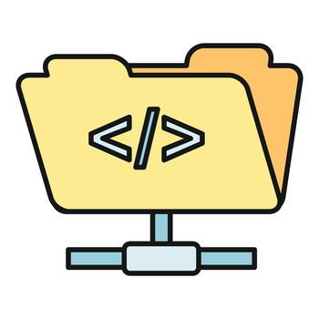 Programming code folder networking and software development vector