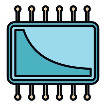 Chip processing declining data analysis graph decrease vector