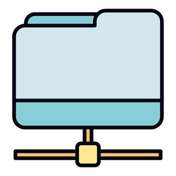 Shared server folder icon indicating network data storage vector