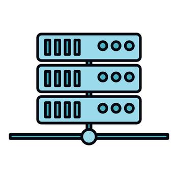 Server rack icon representing cloud computing and data hosting vector