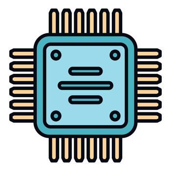 Microchip symbolizing computer technology and hardware processing vector