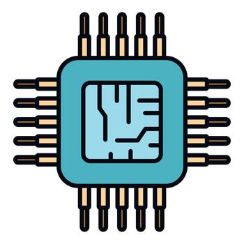 Microprocessor chip computing hardware component technology concept vector