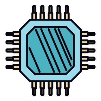 Computer processor microchip hardware computing technology icon vector
