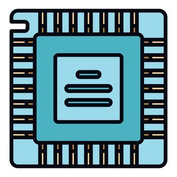 Microprocessor chip computing hardware technology icon vector