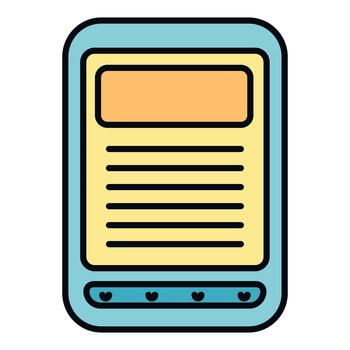 Portable e reader device displaying digital text interface vector