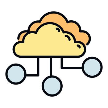 Cloud computing delivering interconnected data and services vector
