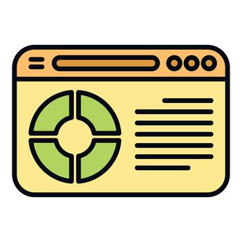 Web browser displaying data analytics chart interface vector