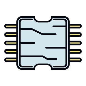 Microchip processor circuit board component icon vector