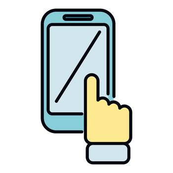 Hand using smartphone touchscreen interface exploring technology vector