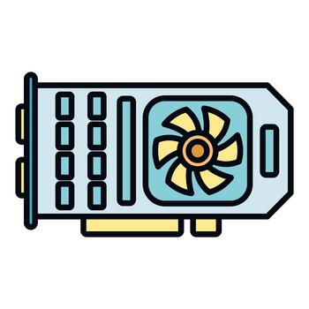 Graphics processing unit icon representing computer hardware component vector