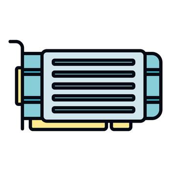 Computer graphics processing unit hardware component icon vector