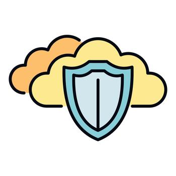 Cloud computing shield protecting data and network security vector
