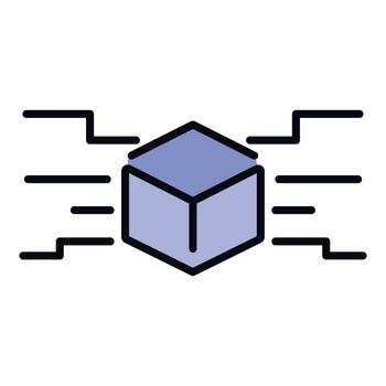 Blockchain cube data processing network icon vector