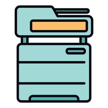 Office multi function printer machine scanning documents icon vector