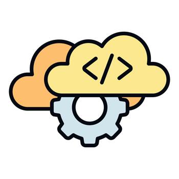 Cloud computing development process with coding gears vector