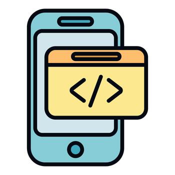 móvil aplicación desarrollo codificación programación icono concepto vector