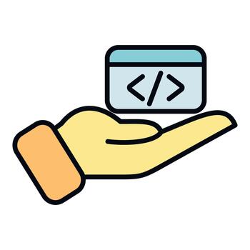 mano presentación un codificación ventana para desarrollo programación vector