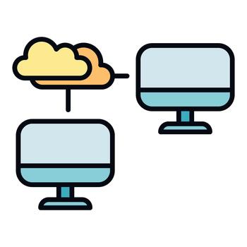 nube informática datos red conectando múltiple ordenadores vector