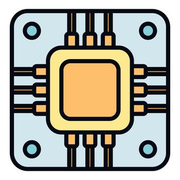 Computer processor icon representing digital technology and data vector