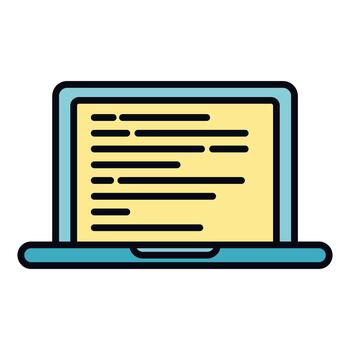 Laptop displaying programming code for software development vector
